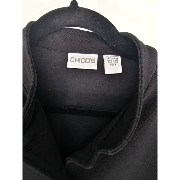 Vintage Chicos Womens Sz 3 (US XL) Button Up Slinky Knit Jacket Solid Black - Picture 3 of 4